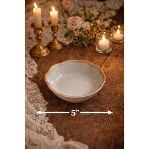 Haviland & Co Limoges France Antique Scallop Small Bowl 5" Gold Gilt Chip